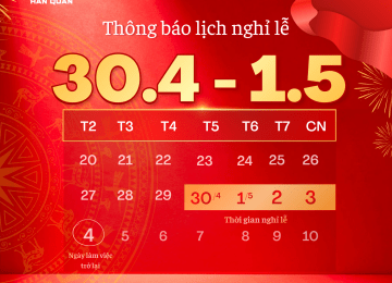 THÔNG BÁO LỊCH NGHỈ LỄ CHIẾN THẮNG 30/4 VÀ QUỐC TẾ LAO ĐỘNG 1/5